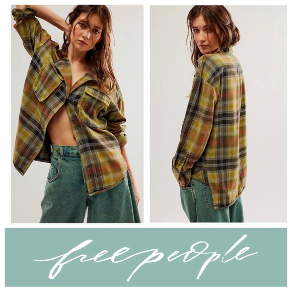 NWT Free People Izzy Cargo Oversized Shirt/ Jacket in Olive Combo - Picture 2 of 14